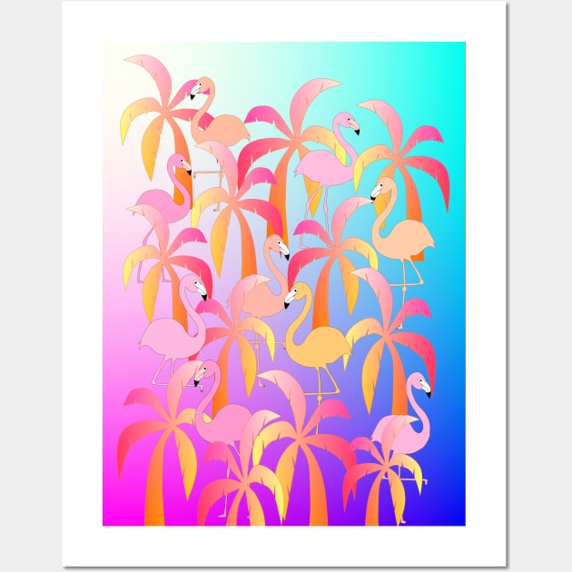 PINK Flamingo Jungle - Pink Flamingo Art Wall Art by SartorisArt1